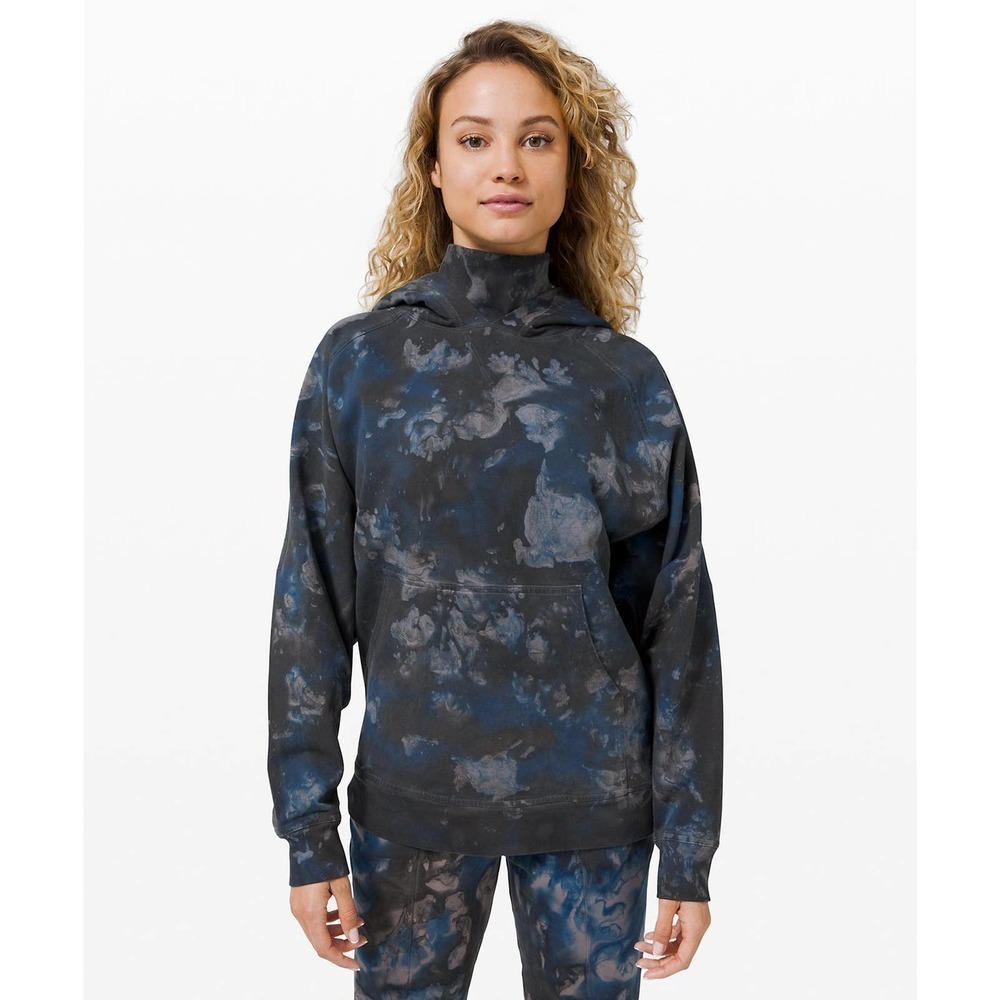 Lululemon LA Watercolor Wash Cotton Pullover Hoodie Lunar Rock Black Larkspur 6